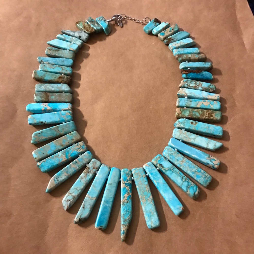 Vintage Lucas Lameth 925 Sterling Silver, Turquoise Jasper, Necklace 18-20” - Picture 3 of 16
